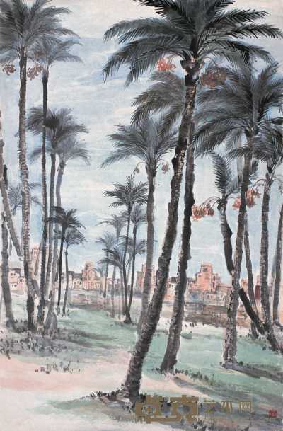 石鲁 埃及风景 立轴 78×51cm